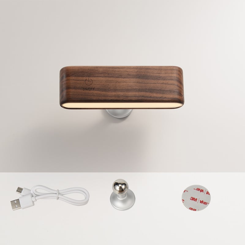 Stolní lampa z masivního dřeva s magnetickým nabíjením